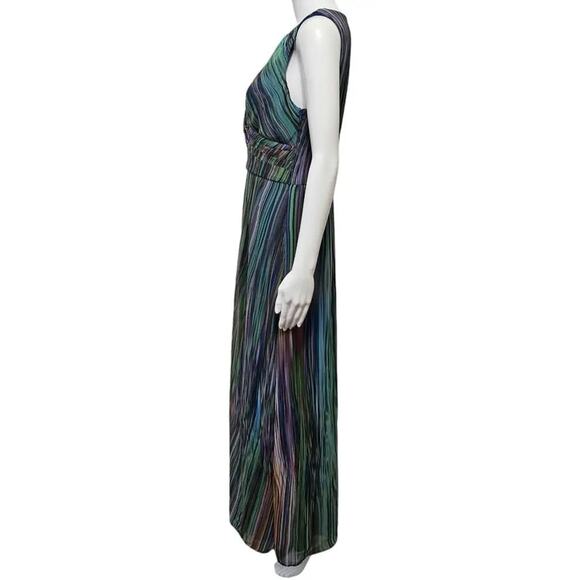 NEW Coldwater Creek Multicolored Surplice Chiffon Rainbow Maxi Dress Sz 12 Lined - Picture 5 of 11